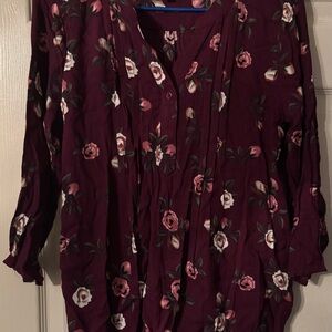Floral Burgundy Women's Top
